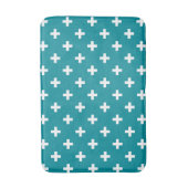 Tapis De Bain Polka blanche croise sur turquoise (Devant (Vertical))