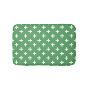 Tapis De Bain Polka blanche croise sur vert