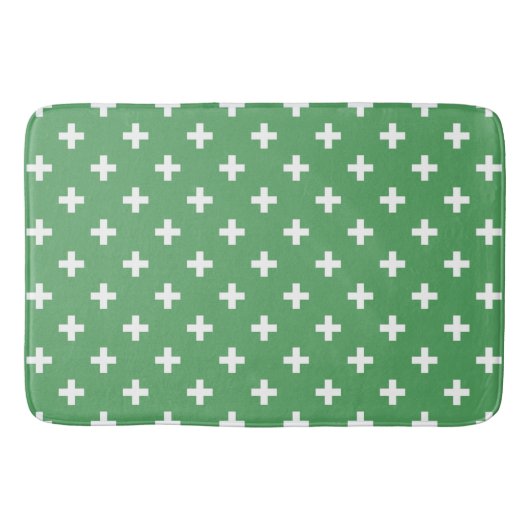 Tapis De Bain Polka blanche croise sur vert (Devant)