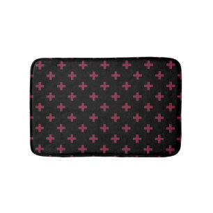 Tapis De Bain Polka de mûre croise sur le noir