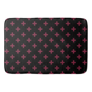 Tapis De Bain Polka de mûre croise sur le noir