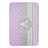 Tapis De Bain Polka Gris Violet Point Chevron (devant Vertical)