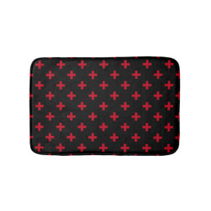 Tapis De Bain Polka rouge croise sur noir