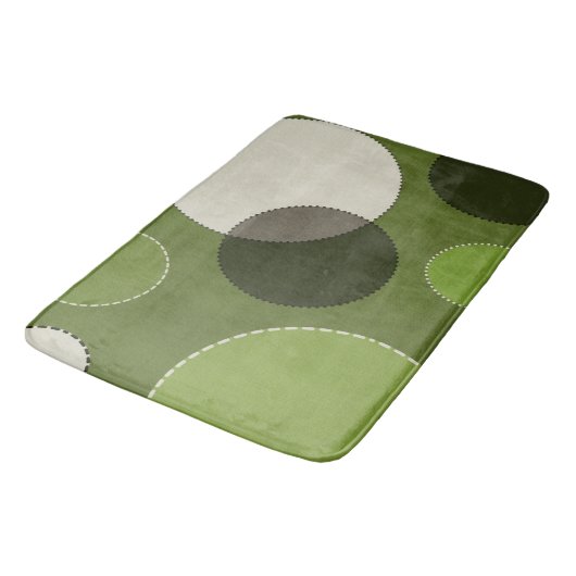 Tapis De Bain Polka vert gris point Abstrait (Angle)