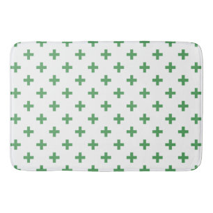 Tapis De Bain Polka verte croise sur blanc