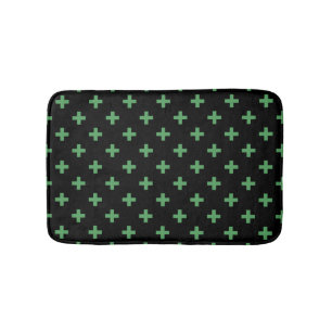 Tapis De Bain Polka verte croise sur noir