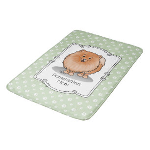 Tapis De Bain Pomeranian Maman Pom Maman (rouge orange) Mignonne