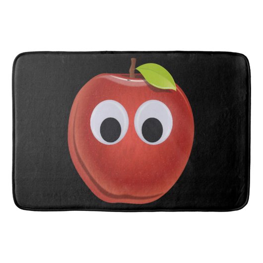 Tapis De Bain Pomme rouge drôle avec yeux de googly (Devant)