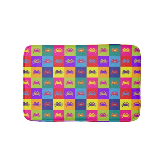 Tapis De Bain Pop Art Crabes Rainbow Seafood Motif (Devant)