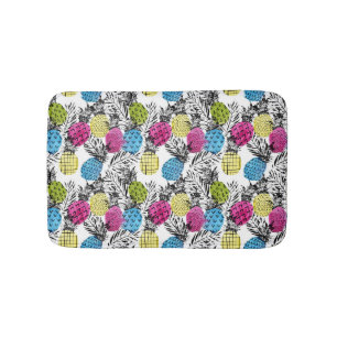 Tapis De Bain Pop Art Pineappy Et Palm Feuilles