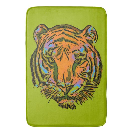 Tapis De Bain Pop Art TIGER HEAD + votre backgr. & idées (devant Vertical)