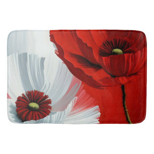 Tapis De Bain Poppies rouges et blanches