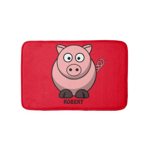 Tapis De Bain Porc customisé personnalisé bleu