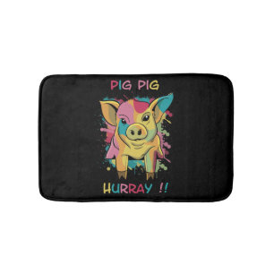 Tapis De Bain Porcelet drôle et coloré de porc