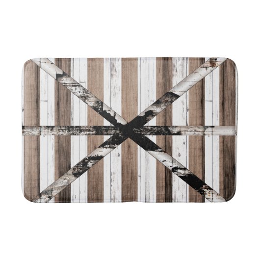 Tapis De Bain Porte de grange rustique multi-bois blanche et mar (Devant)