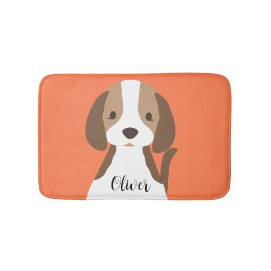 Tapis De Bain Portrait de chien marron et blanc mignon (Devant)