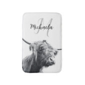 Tapis De Bain Portrait de vache Highland premier monogramme noir (Devant (Vertical))