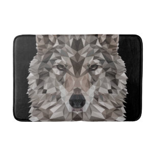 Tapis De Bain Portrait géométrique Wolf Lone