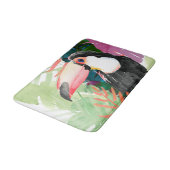Tapis De Bain Portrait toucan avec Feuilles tropicaux (Angle)