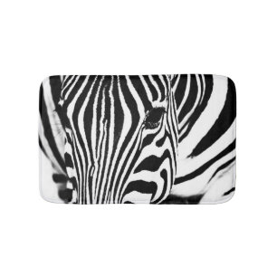 Tapis De Bain Portrait zèbre noir et blanc