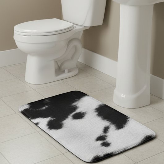 Tapis De Bain Ports de fourrure de vache noir blanc occidental