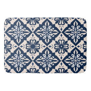 Tapis De Bain Portugais Azulejo Bleu et Blanc