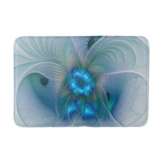 Tapis De Bain Position, Abstrait bleu turquoise fractal (Devant)