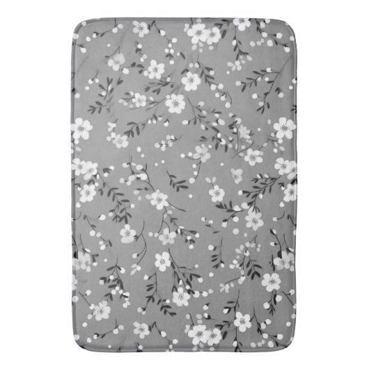 Tapis De Bain Positions Blanches Sur Gris (devant Vertical)
