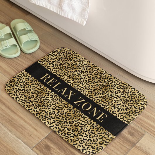Tapis De Bain Poster de animal Faux Gold Black