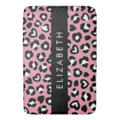Tapis De Bain Poster de animal, Léopard Rose, Coeurs, Votre Nom (devant Vertical)