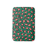 Tapis De Bain Poster de animal Léopard vert rose corail moderne (Devant (Vertical))