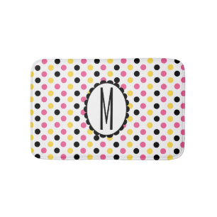 Tapis De Bain Pot Polka coloré Monogrammé Mat Bain