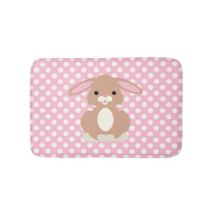 Tapis De Bain Pot rose et chauve-souris lapin