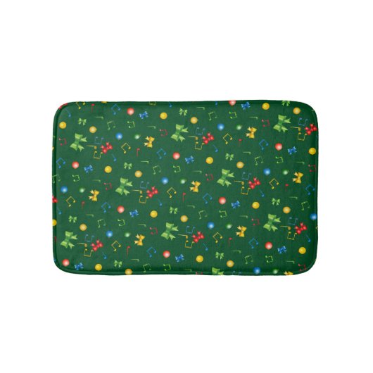Tapis De Bain Potpourri d'éléments de Noël sur VERT (Devant)