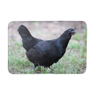 Tapis De Bain Poule de poulette d'Ayam Cemani jeune symétrique