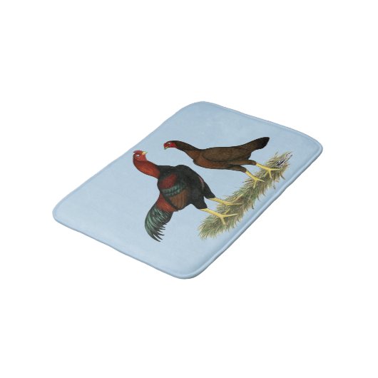 Tapis De Bain Poules Aseel Black Red (Angle)