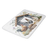 Tapis De Bain Poulets d'aquarelle en coop (Angle)