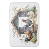 Tapis De Bain Poulets d'aquarelle en coop (devant Vertical)