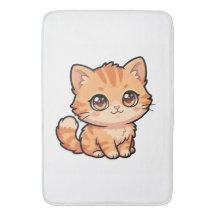Tapis de bain pour chaton tabby orange mignon