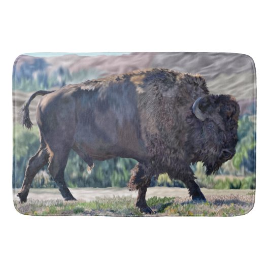 Tapis De Bain Prairie de Bison Américain Rustique Faune (Devant)