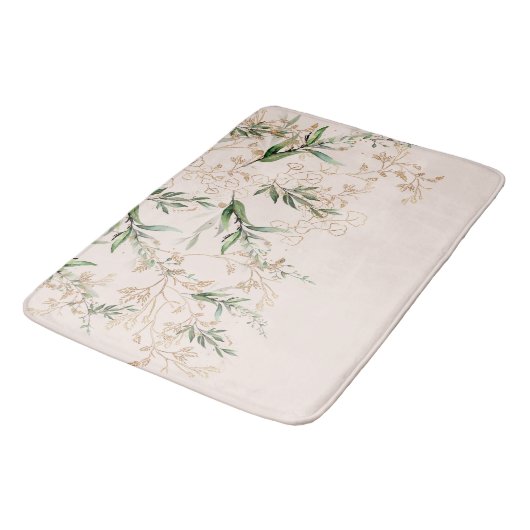 Tapis De Bain Premium Moderne Boho Eucalyptus Clair Rose (Angle)