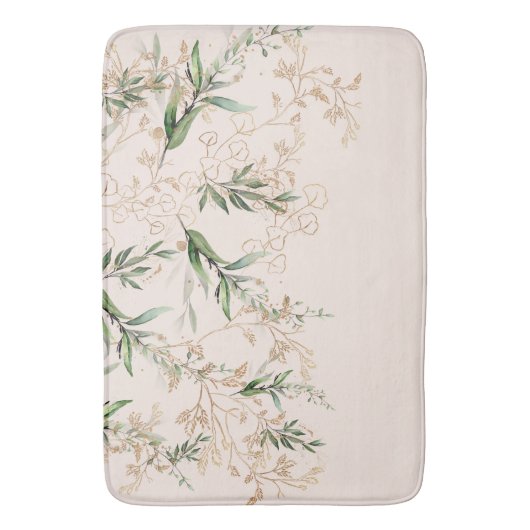 Tapis De Bain Premium Moderne Boho Eucalyptus Clair Rose (devant Vertical)