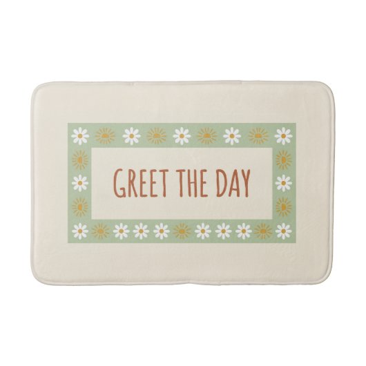 Tapis de bain Premium : 'SALUEZ LE JOUR' Botanique (Devant)