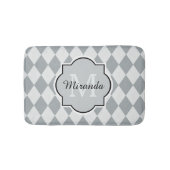 Tapis De Bain Preppy Soft Grey Jacquard Girly Monogramme et nom (Devant)