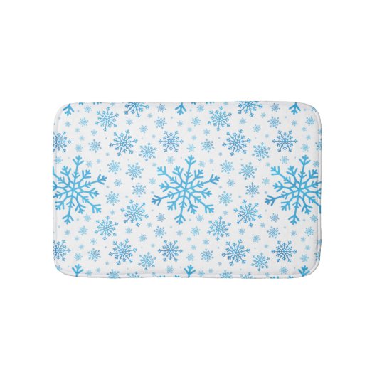 Tapis De Bain Pretty Blue Christmas Snowflakes sur Winter White (Devant)