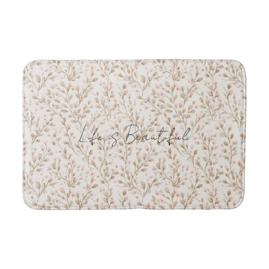 Tapis De Bain Pretty Blush Pink Cream Floral  (Devant)