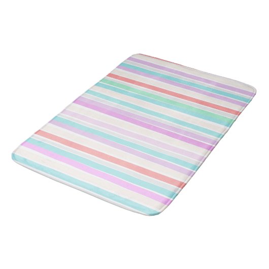 Tapis De Bain Printemps couleurs d'été en rayures (Angle)