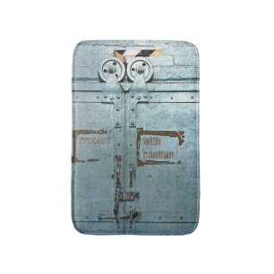 Tapis De Bain Procéder avec prudence porte industrielle gris ble