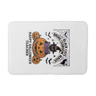 Tapis De Bain Prof Cat Halloween Citrouille Vintage Salle de Cla