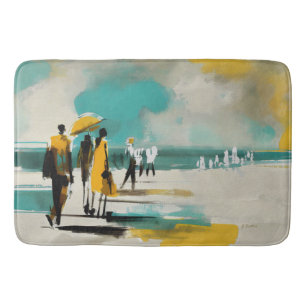 Tapis De Bain Promenade ensoleillée – Figures abstraites dans un